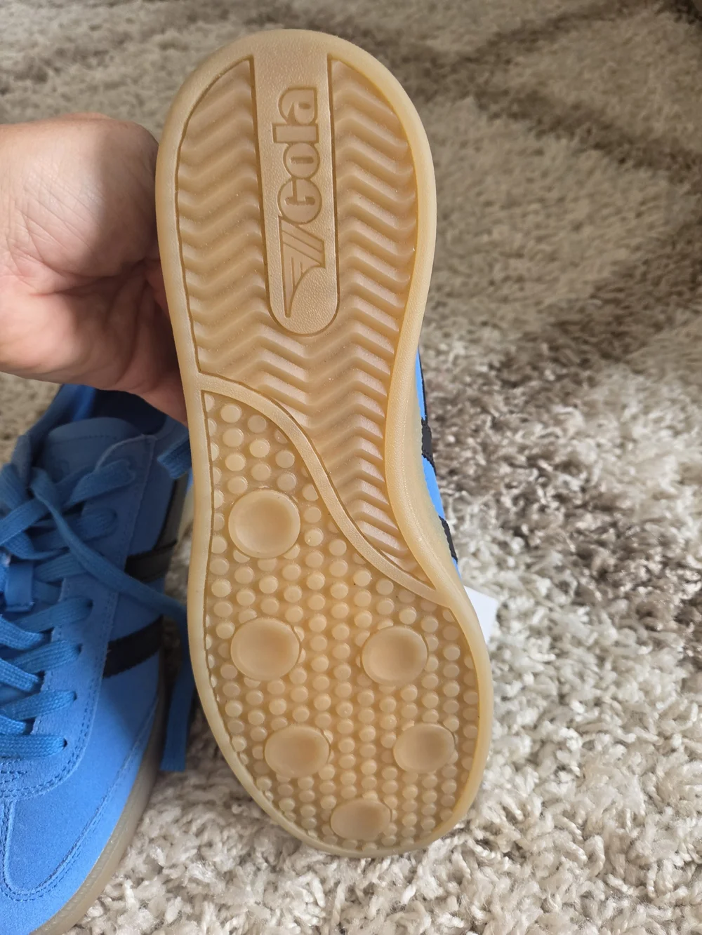 Gola Blue Suede Athletic Sneakers with Pink Heel. new, no box